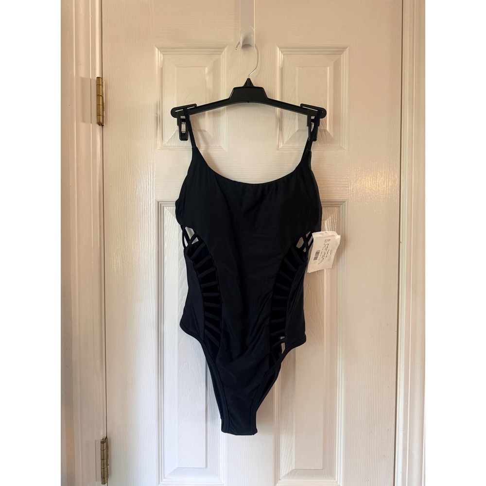 Red Carter Black Cage Ladder Cutout One Piece Swimsuit XS NWT Scoop Neck Strappy